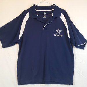 Dallas Cowboys Authentic Polo Shirt Mens Large Blue White NFL Football Adult